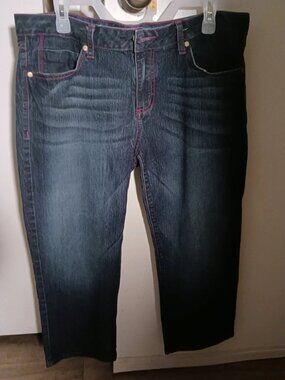 Womans Size 15w Stretch Jean Capris Blue Mid-Rise Short Pants by Susie Rose